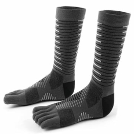 MeiKan Zehensocken grau, Coolmax Wandersocken/Laufsocken für Herren & Damen, 2 Paar Sneaker Socken für verschiedene Sportarten